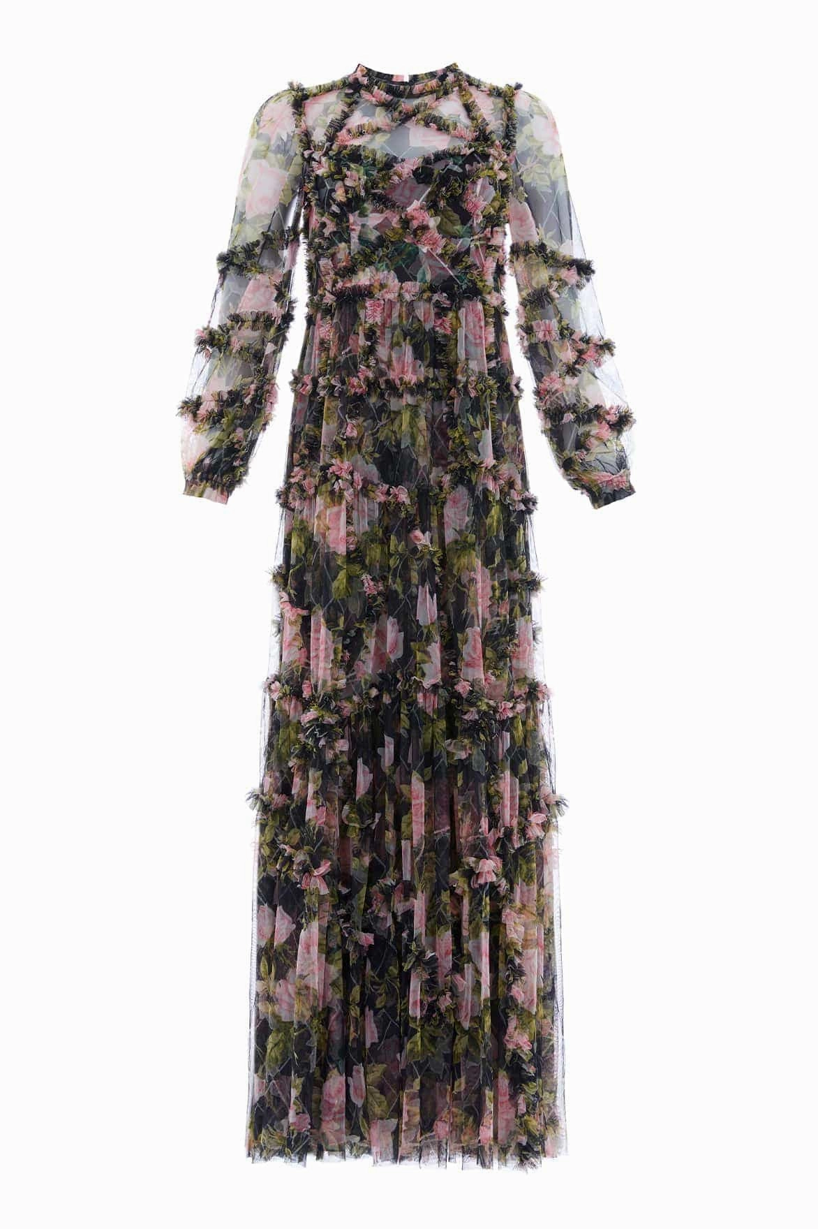 HypoallergenicFiber English Rose Diamond Ruffle Gown