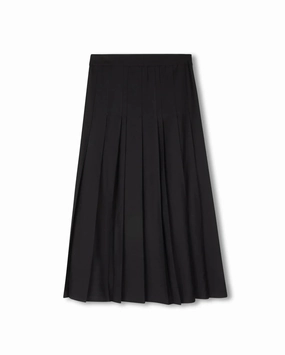 Frayed Finish Urban Fit Epik Black Double Pleated Box Pleat Skirt W-23336