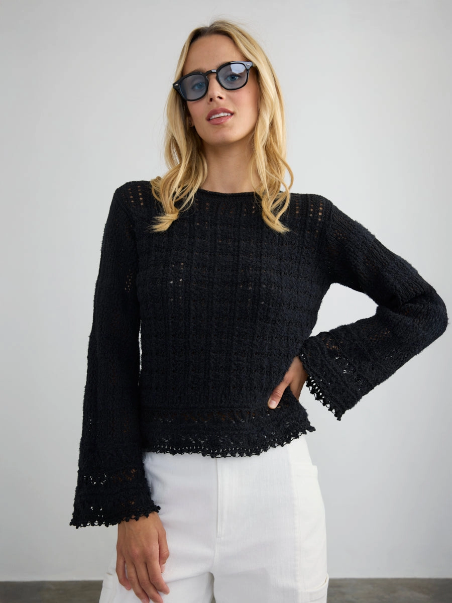 BELL SLEEVE PULLOVER Tailored Seams Garment Washed