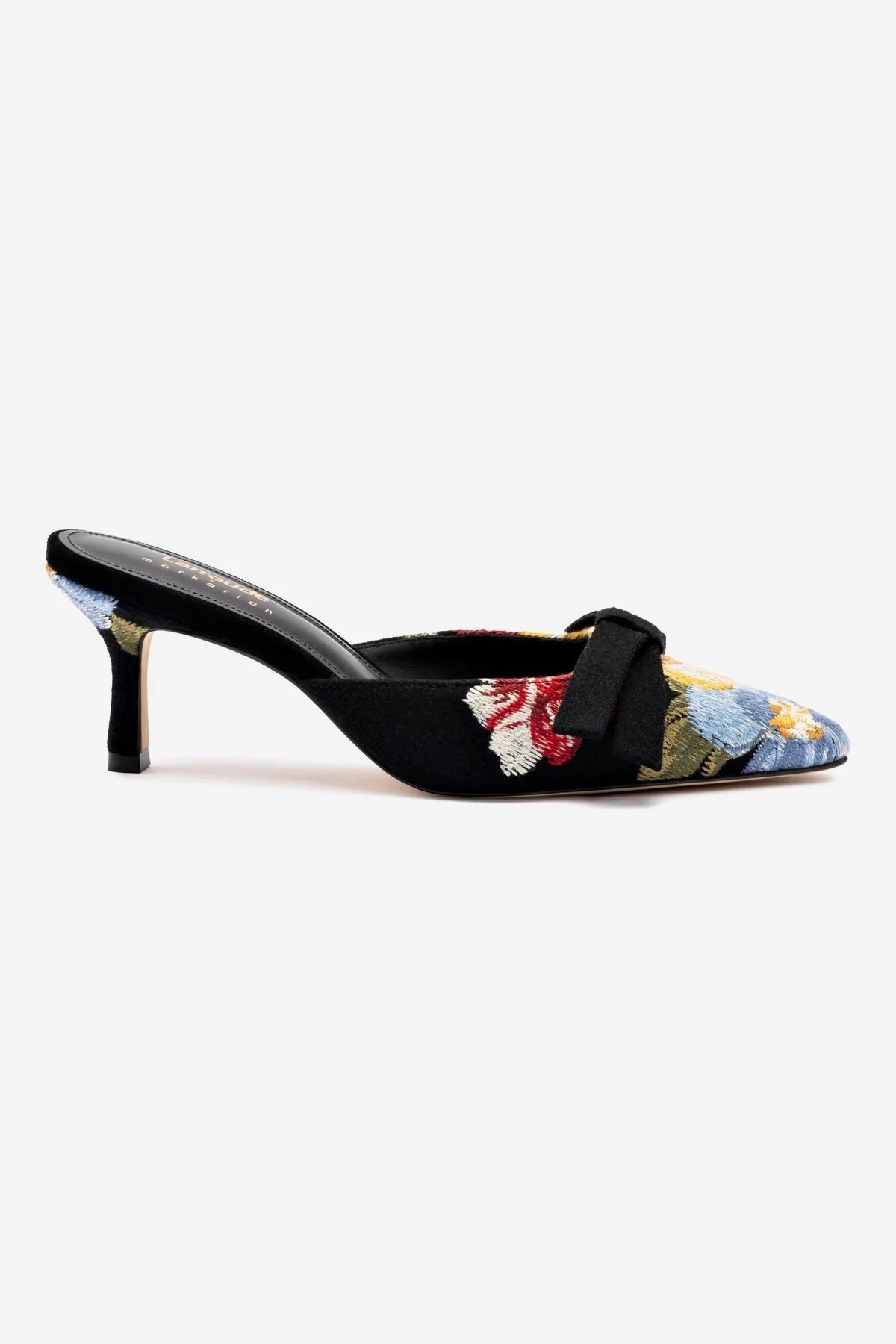 Pressure Relief Insoles Larroud x Markarian Mule In Black Wool and Floral Embroidery