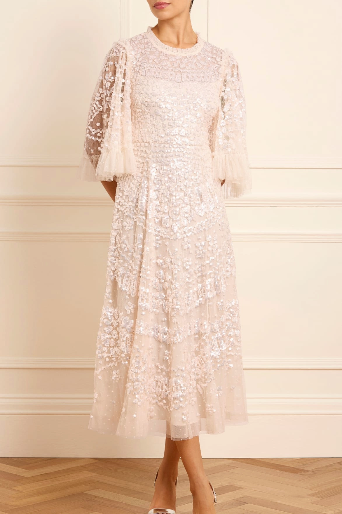 Bold Statement Floral Pattern Anais Sequin Ballerina Dress