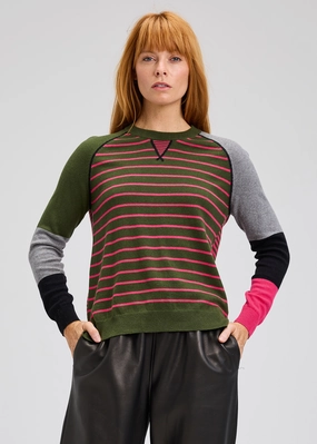 NonChafe Lining CrossBackDesign BRETON STRIPE V INSERT SWEATER