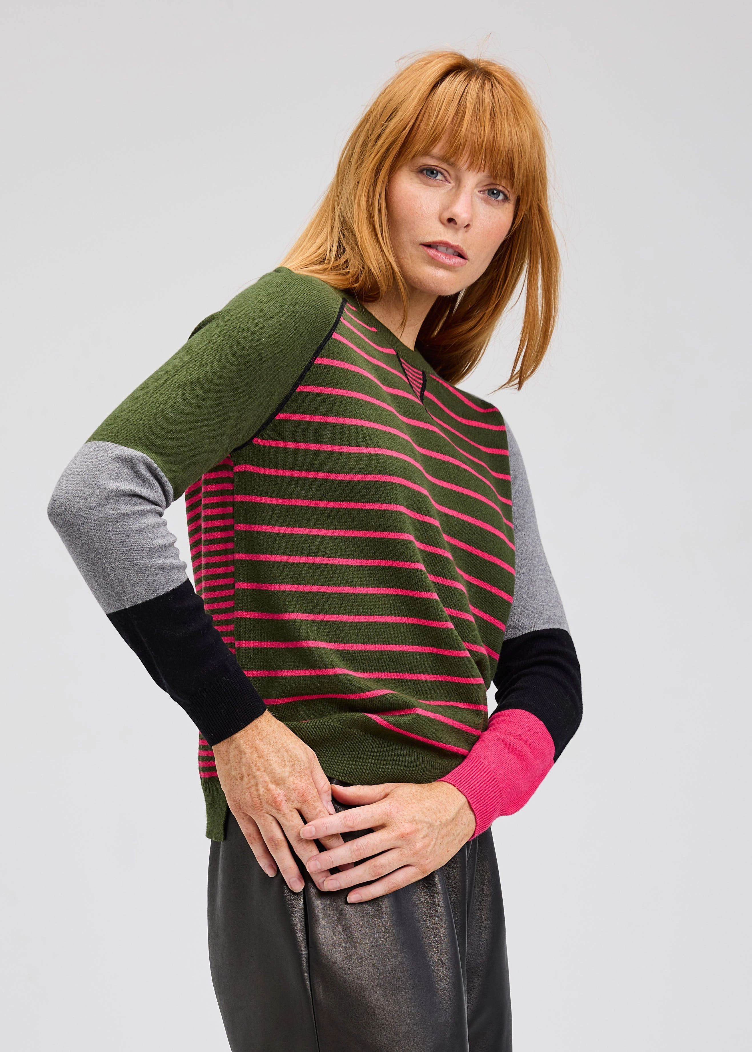 BRETON STRIPE V INSERT SWEATER Sport Top No Iron Fabric