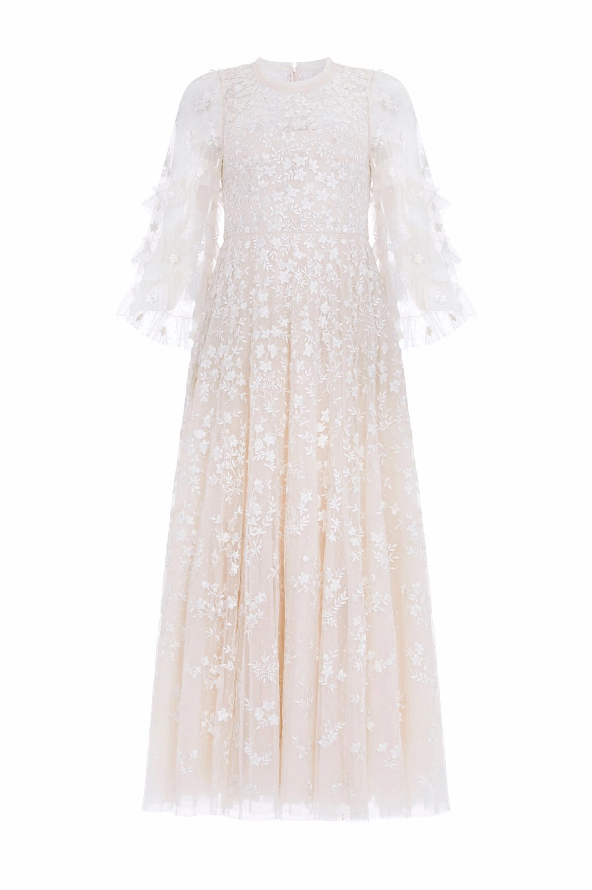 Bright Petal Everett Bloom Round Neck Ankle Gown