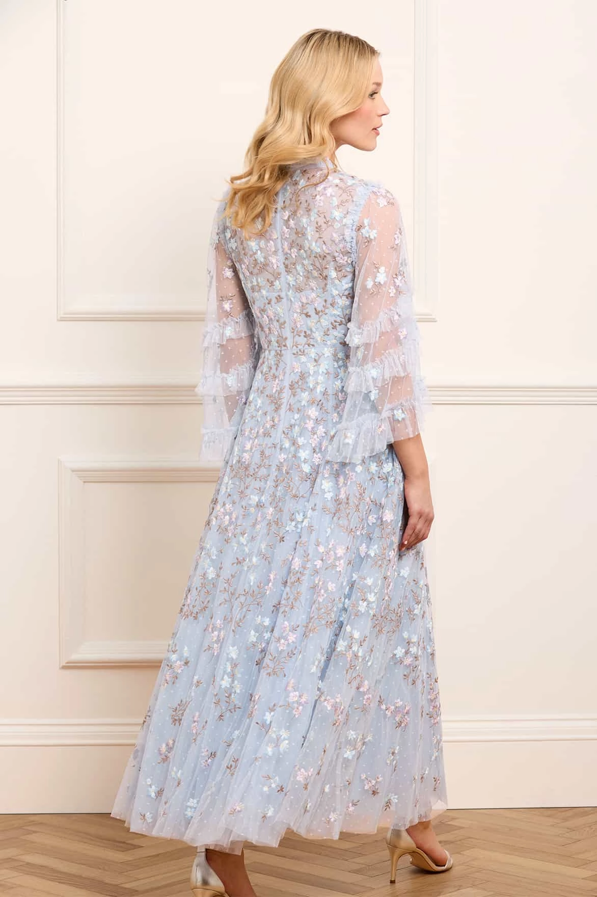 Everett Bloom Round Neck Ankle Gown Chill Moment Comfortable and Flattering