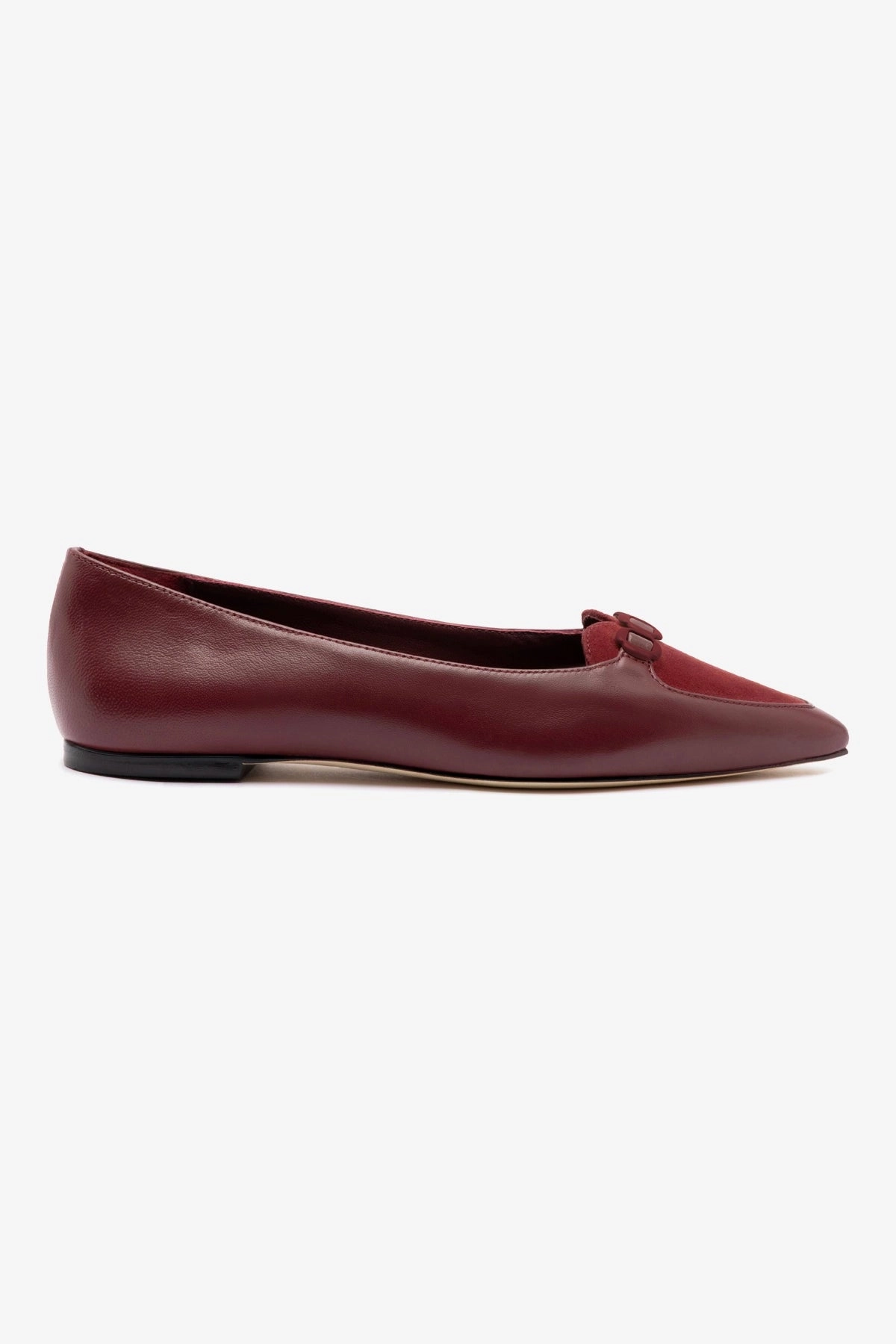Audrey Flat In Burgundy Leather Reinforced Heel Cup