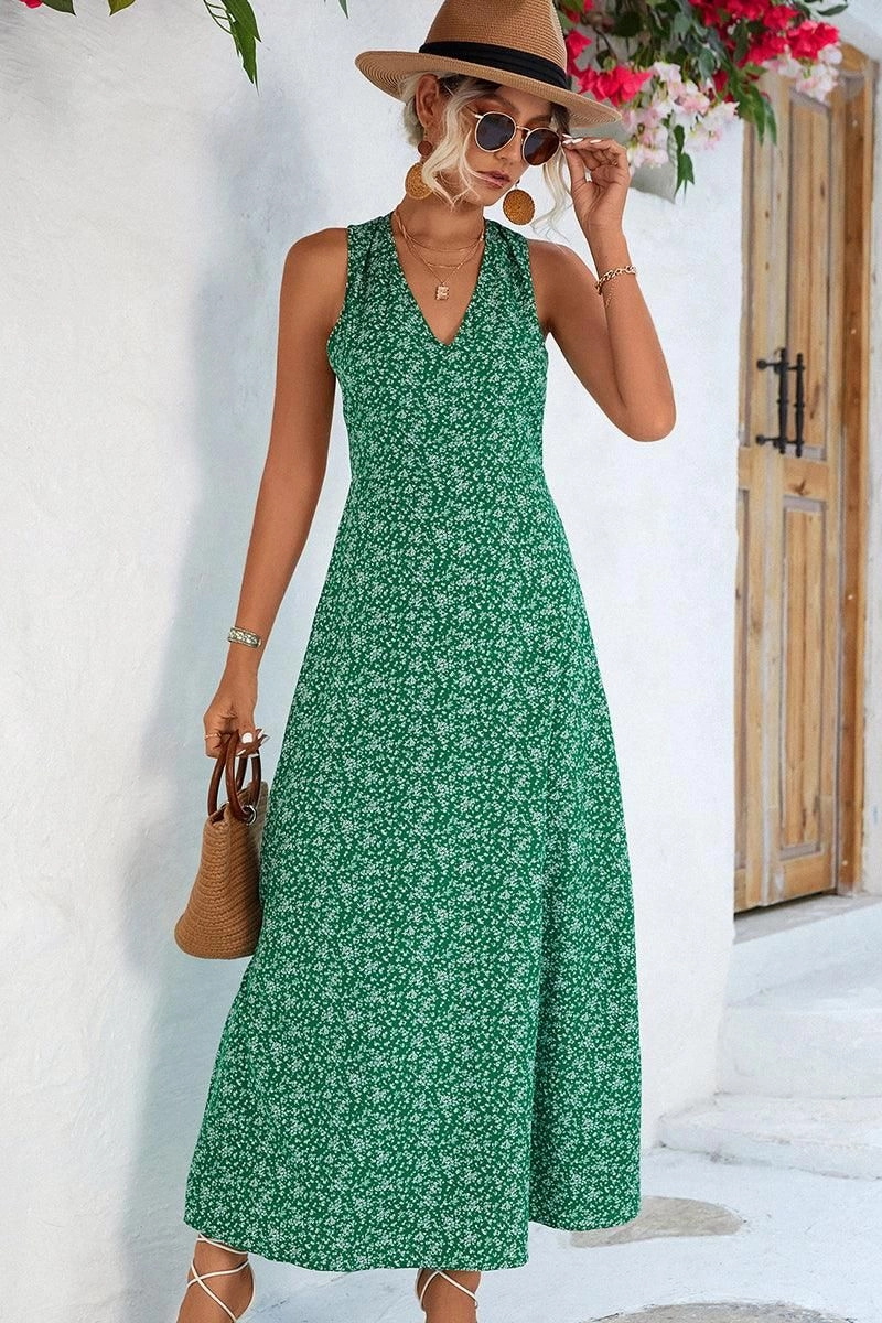 Fashionable Touch Outdoor Style CUT OUT BACK DETAILED PATTERNED WOMEN DRESS