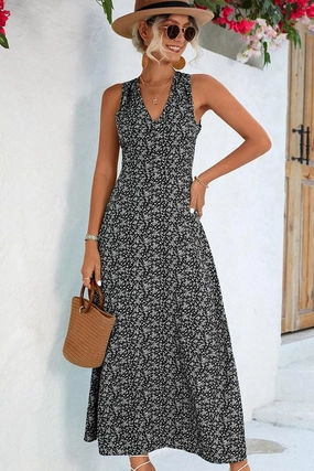 Relax Style CUT OUT BACK DETAILED PATTERNED WOMEN DRESS