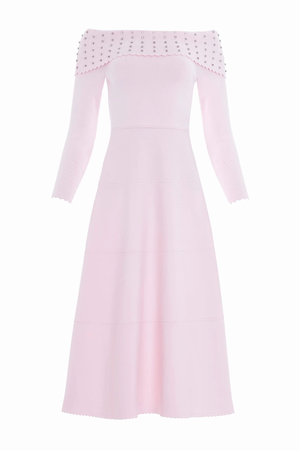 Autumn Mood Embellished Bardot Knit Gown