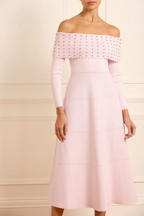 Embellished Bardot Knit Gown Calm Flow Luxury-Fabric