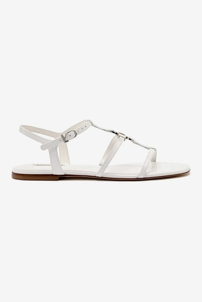 Path Free Hana Flat In White Patent Leather