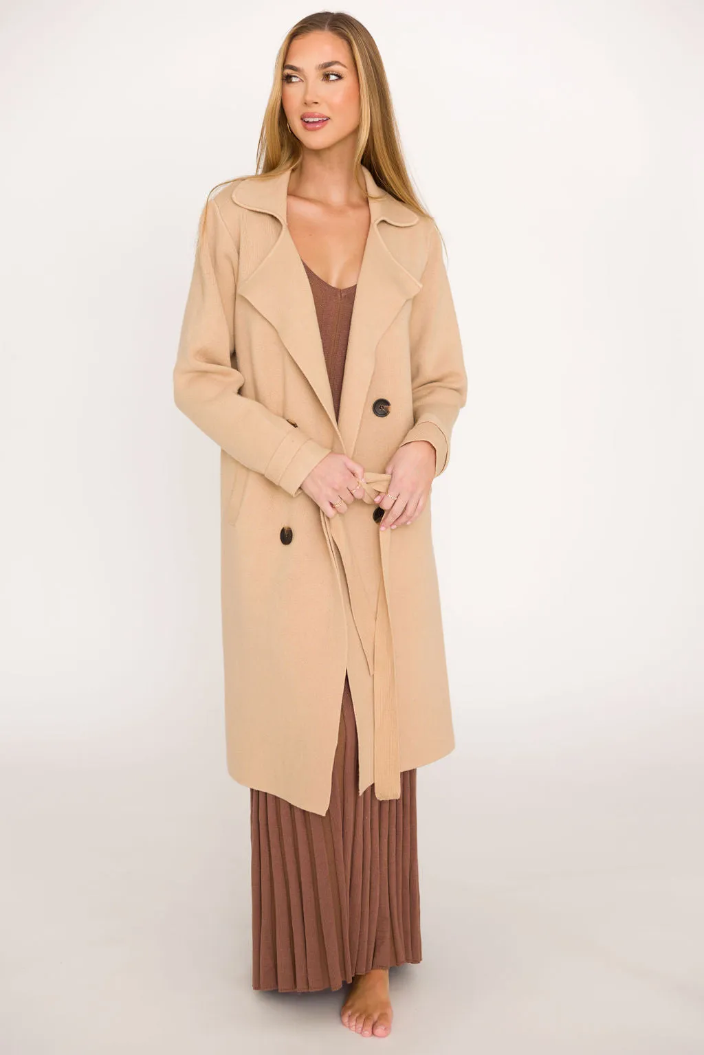 Cadenza Cashmere-Blend Peacoat in Camel *LUXURY ITEM* AntiStatic Coating TaglessLabel