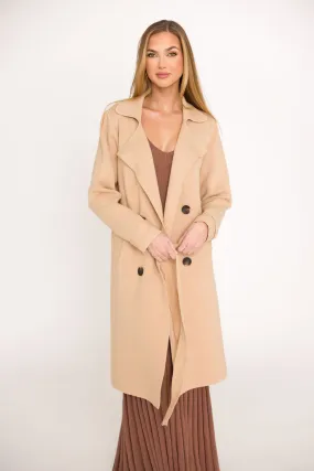 Compact Stitching Cadenza Cashmere-Blend Peacoat in Camel *LUXURY ITEM*