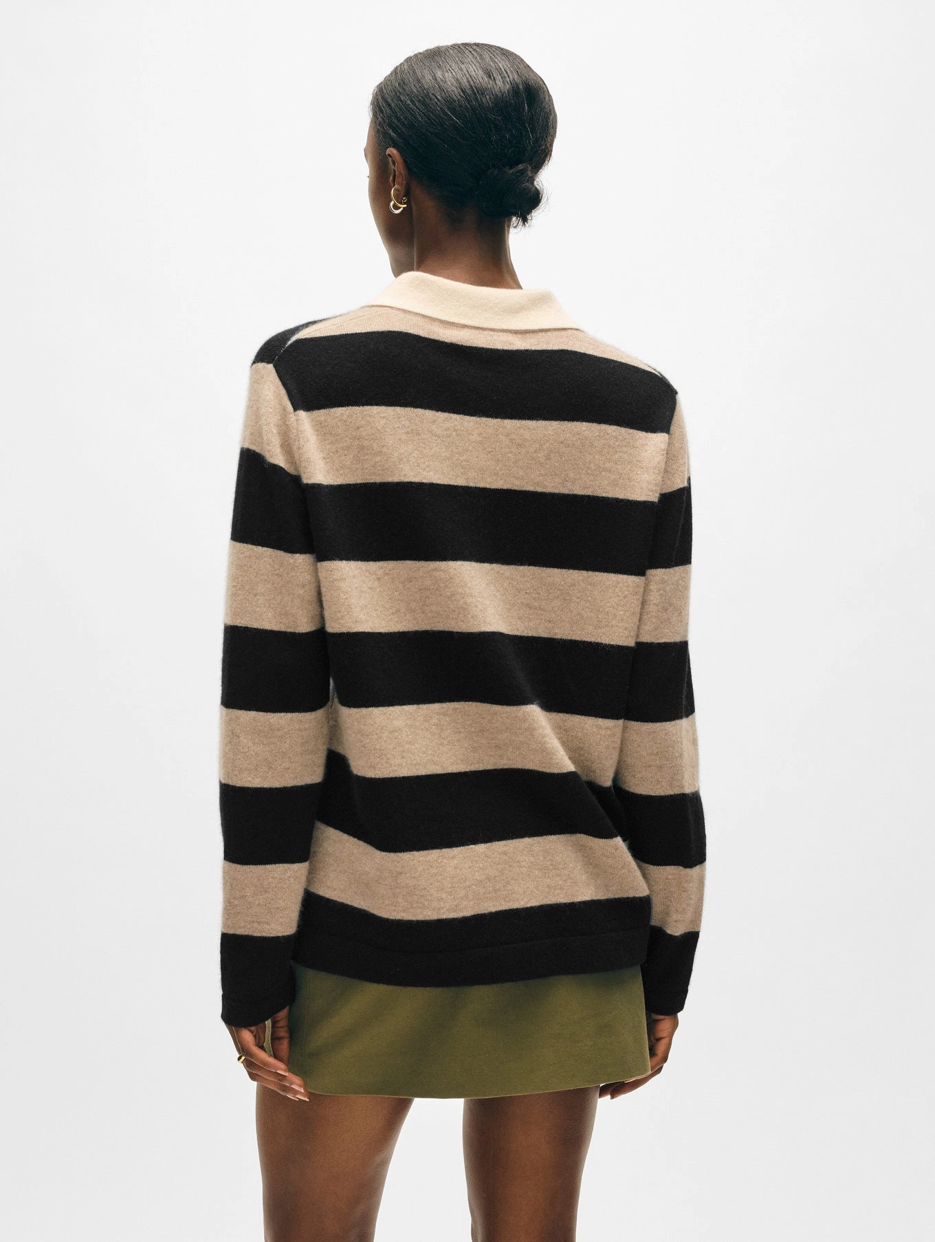 CASHMERE RUGBY STRIPE POLO SoftLining Elasticated Trim