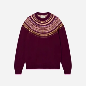 Fairisle Yoke Crew Rouge Noir WaterResistant Self Cleaning Coating