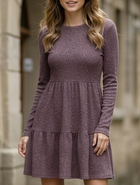 Crew Neck Loose Striped Sweater Dress Fashionable Wear