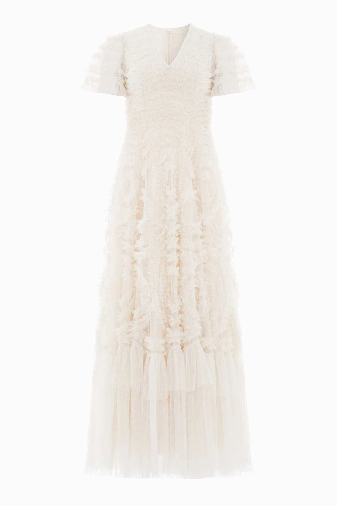 Verity Ruffle V-Neck Gown Bold Touches Everyday Use