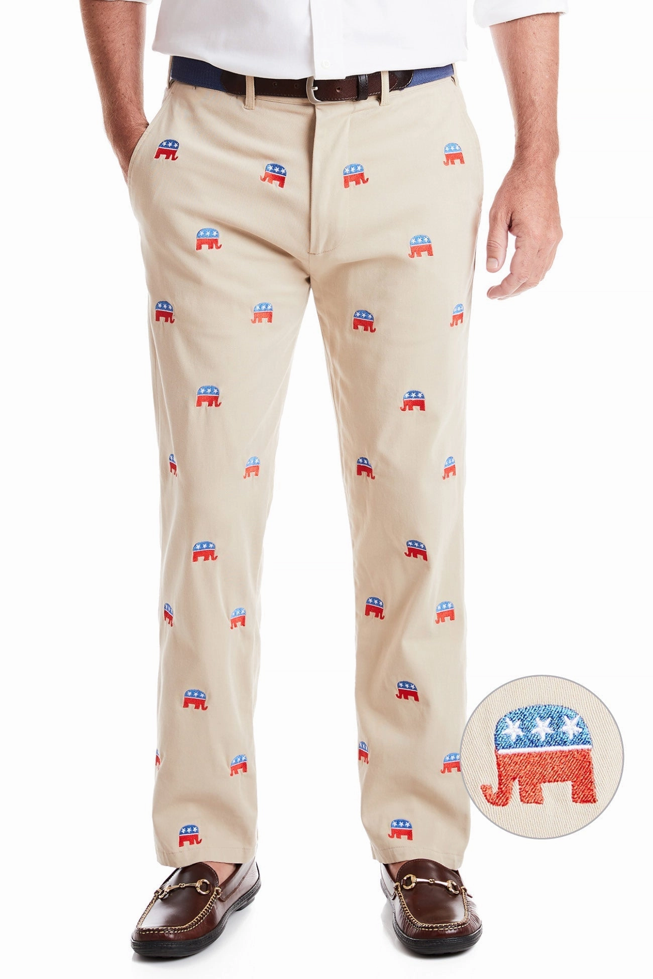 Harbor Pant Stretch Twill Khaki with GOP Elephant Lightweight