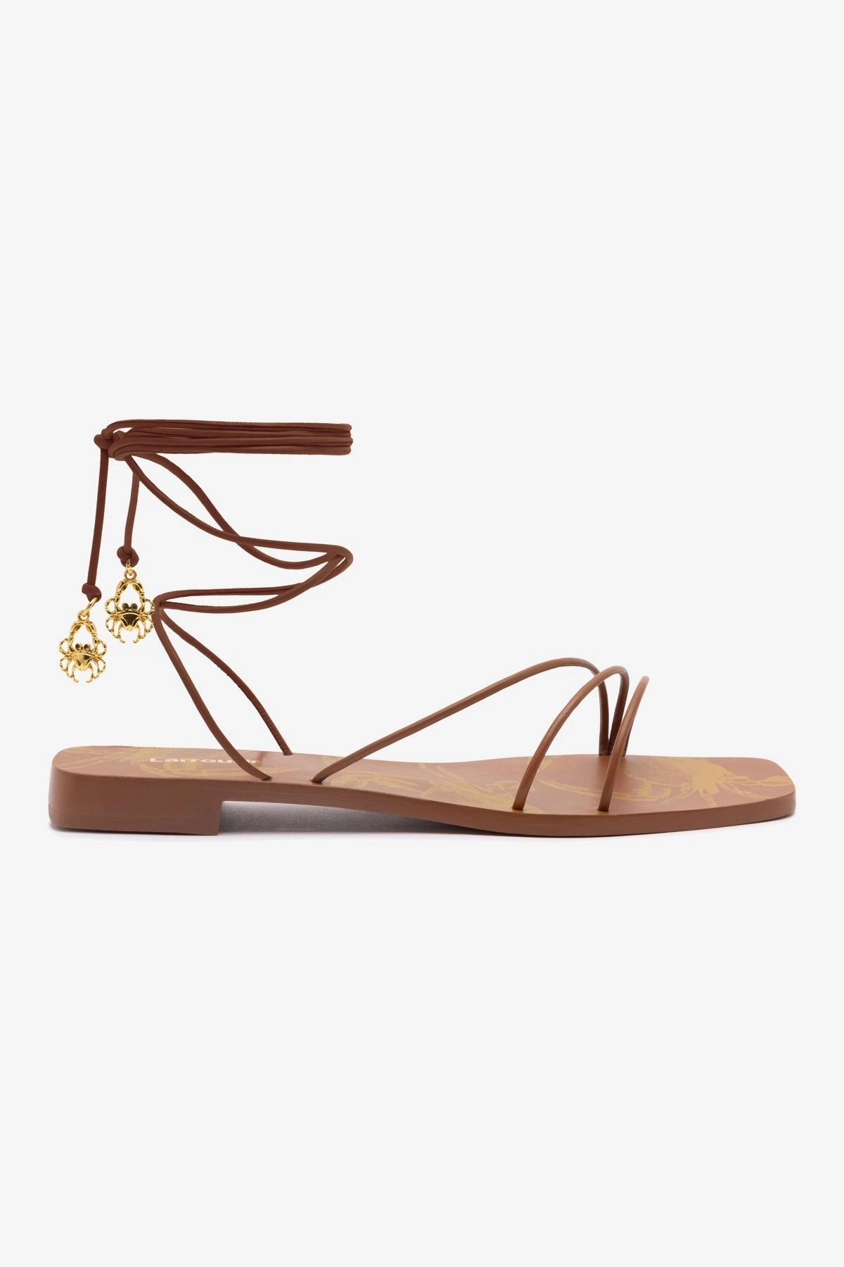 Height Plus Nadia Flat Sandal In Caramel Leather