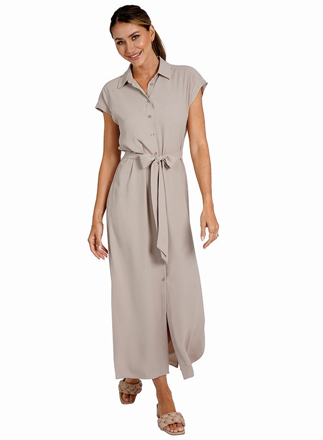 Maggie Dress Taupe Vibrant Spirit Relaxed fit wear