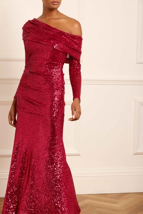 Nova One-Shoulder Ankle Gown Blush Shade Polite Color