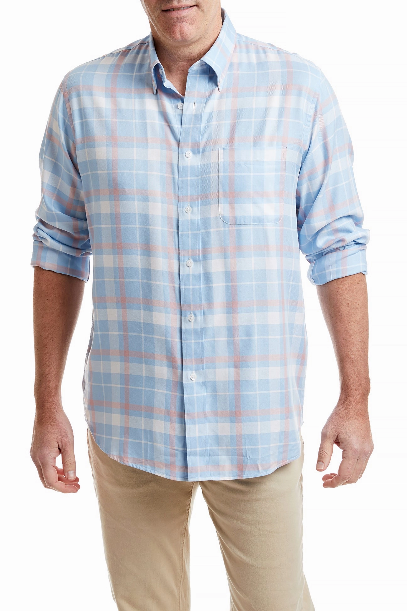 Chase Shirt Blue with Pink Windowpane AntiSlipGrip TwillWeave