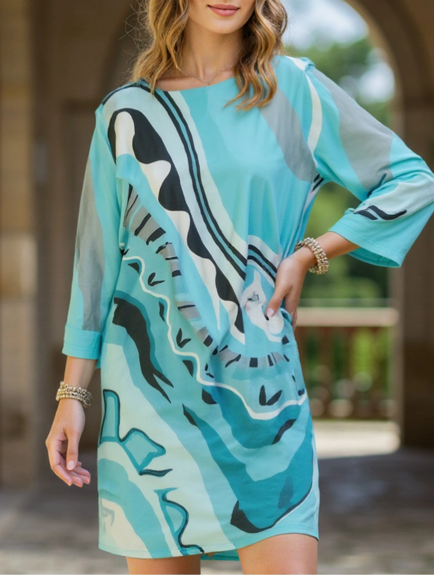 Easy-Storage Casual chic dress Fashionable casual round neck long sleeve dress