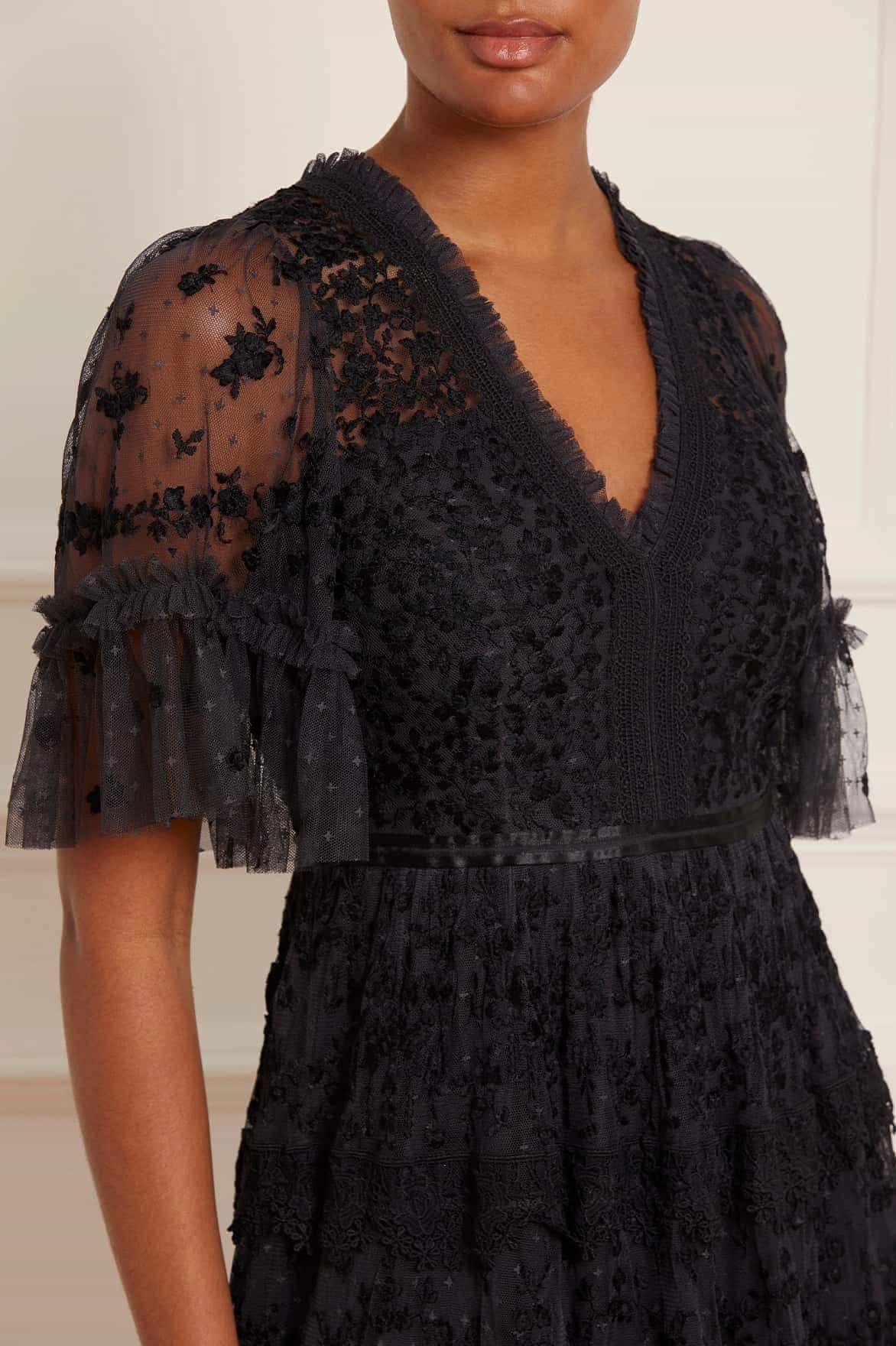 Araminta Lace Gown Pleated-Texture