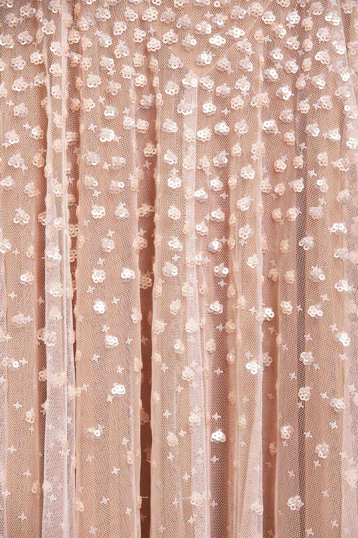 Clean Outline Stylish Design Sequin Cascade Cami Plunge Gown