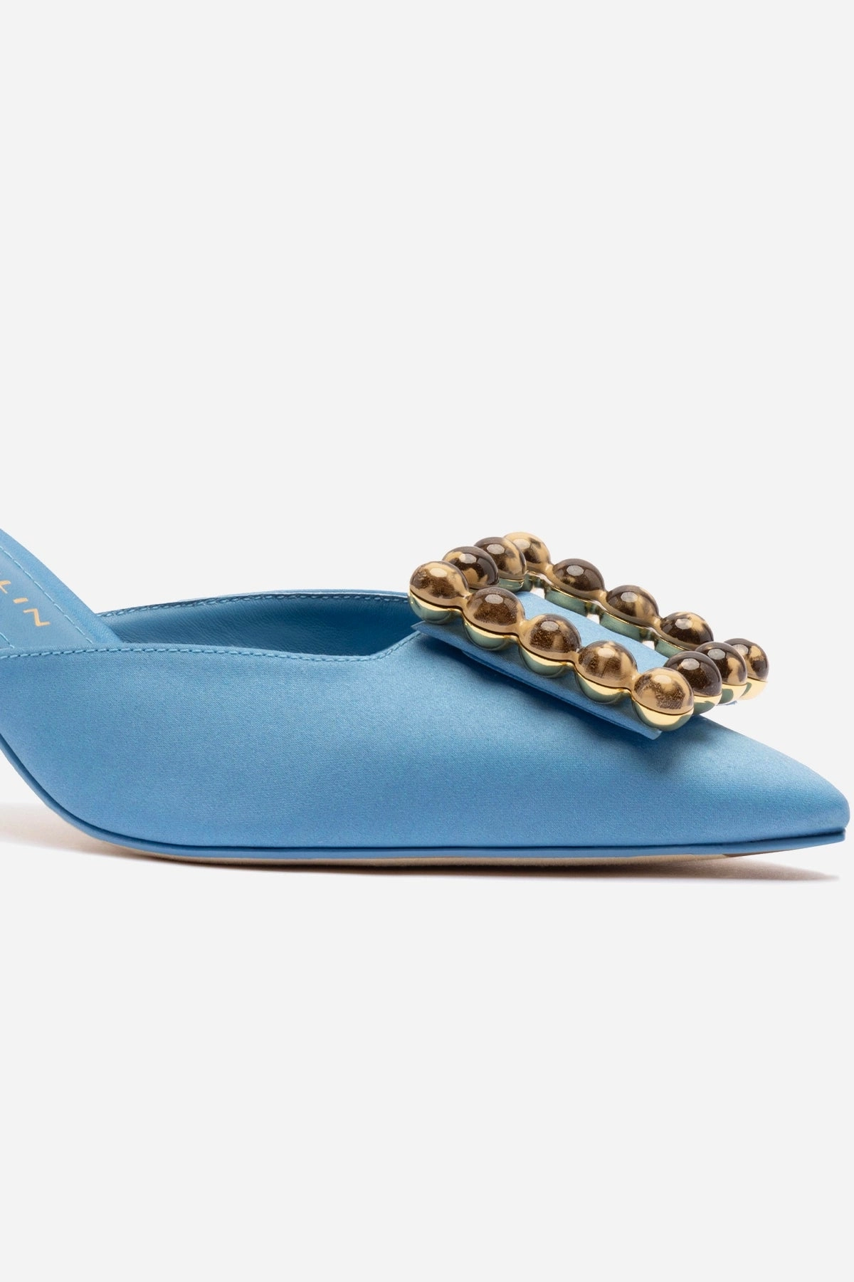 Waterproof Standing All Chloe Gosselin by Larroud Ava Mule In Blue Satin