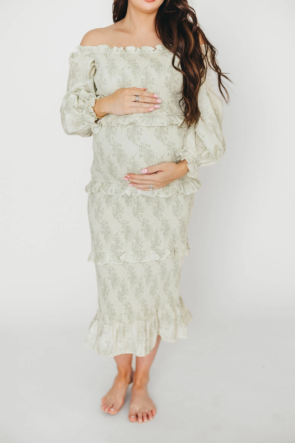 Soft Movement The Chloe Midi Dress in Sage - Bump Friendly *Final-Sale*