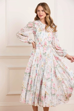 Work Flex Pompadour Garden Chiffon Smocked Ballerina Dress