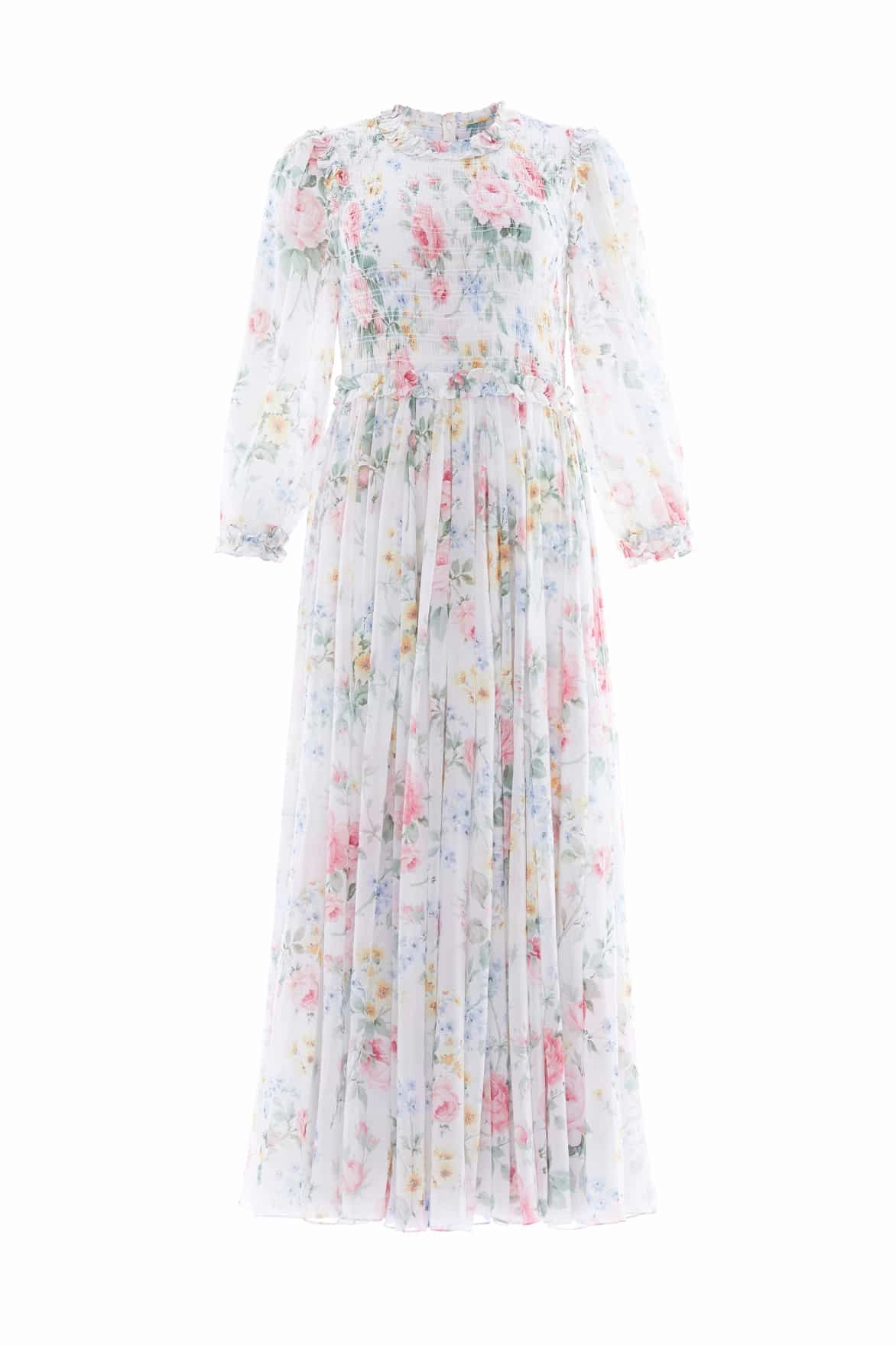 Pompadour Garden Chiffon Smocked Ballerina Dress Perfect Fit