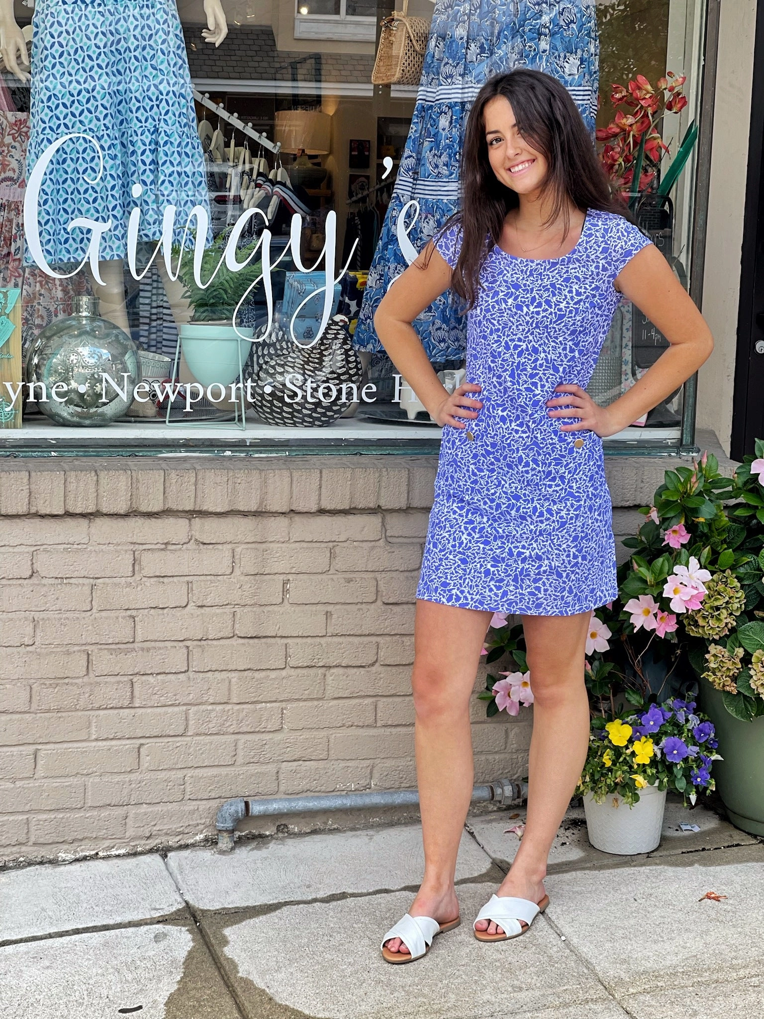 Charleston Dress Periwinkle/White Love Soft Perfect for Layering