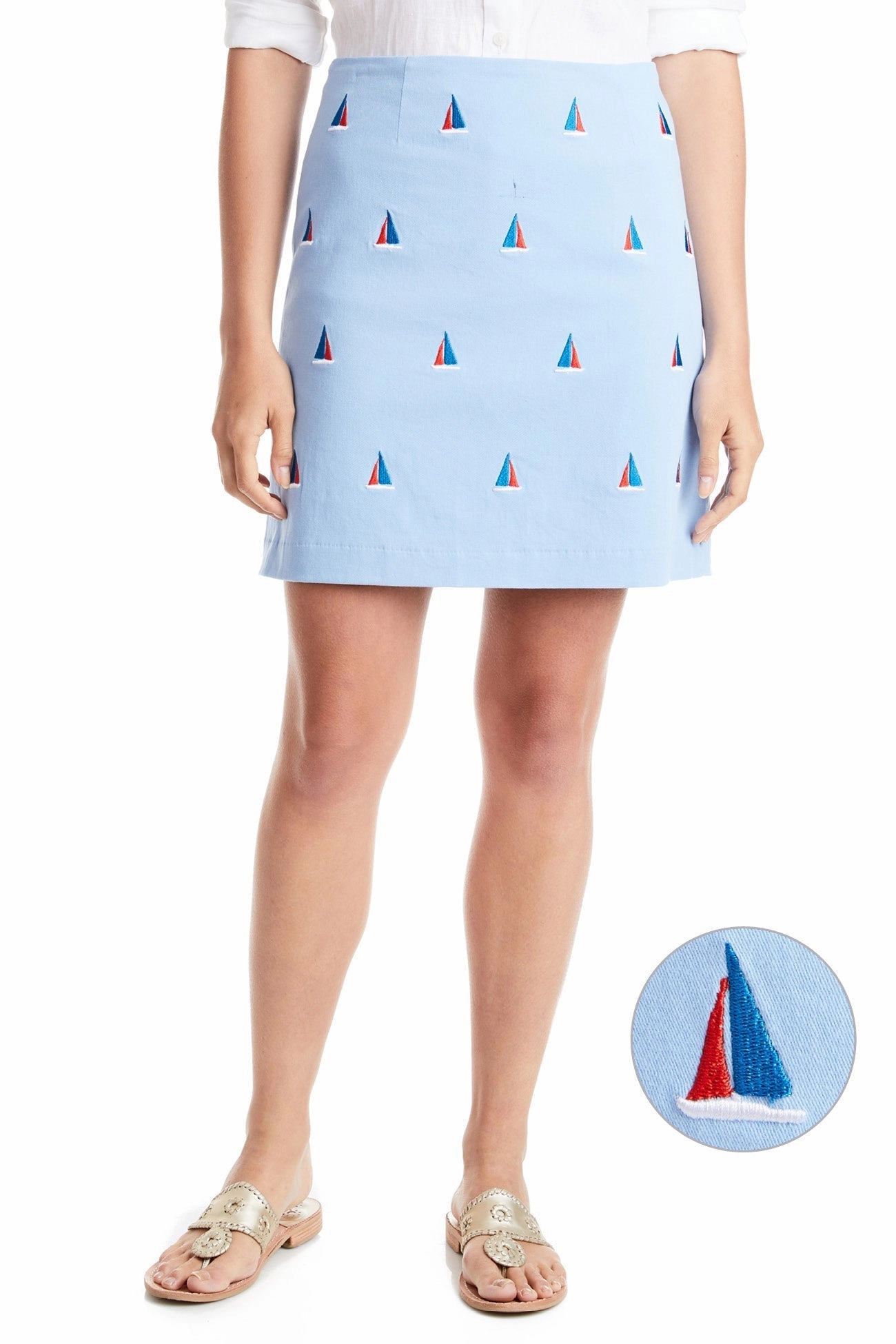 Ali Skirt Stretch Twill Liberty with Americana Sailboat Versatile Wear