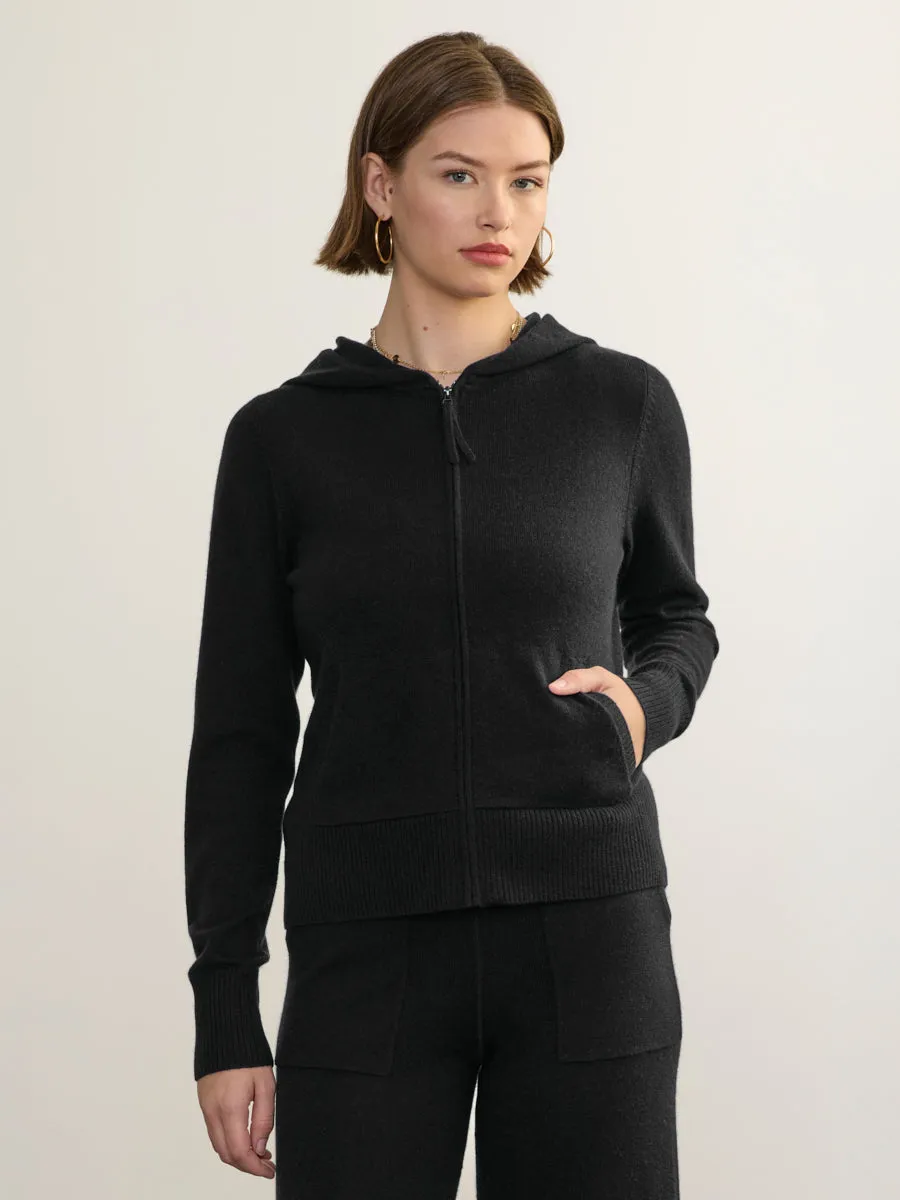 FITTED CASHMERE HOODIE Elasticized Waistband SeamFreeShoulder