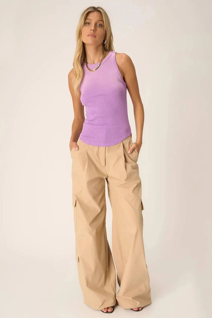 Project Social T Sun Fade Rib Tank ReflectiveTrimDetails Hybrid Fabric Blend