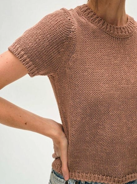 Flatlock Seam Office Look Organic Cotton Tape T-Shirt Clay