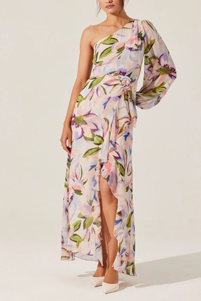 ASTR Sandersonia Floral One Shoulder Dress Family Warm hypoallergenic