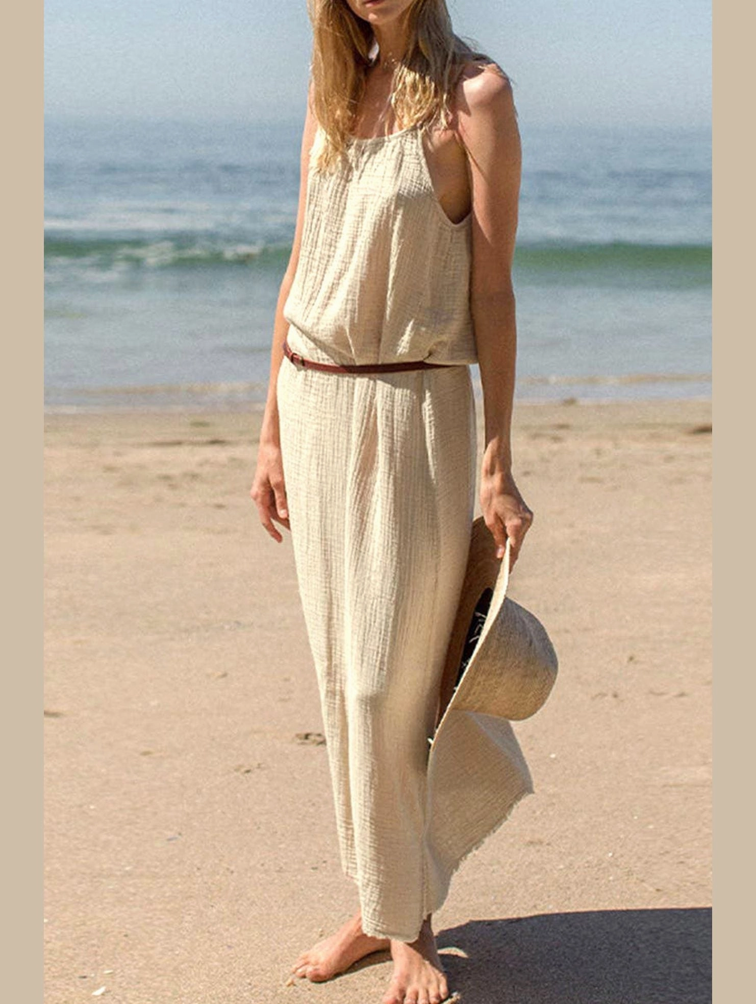 DOUBLE COTTON COTTON GAUZE LONG DRESS_CWDMD2170 Flattering Fit for All Fresh Palette