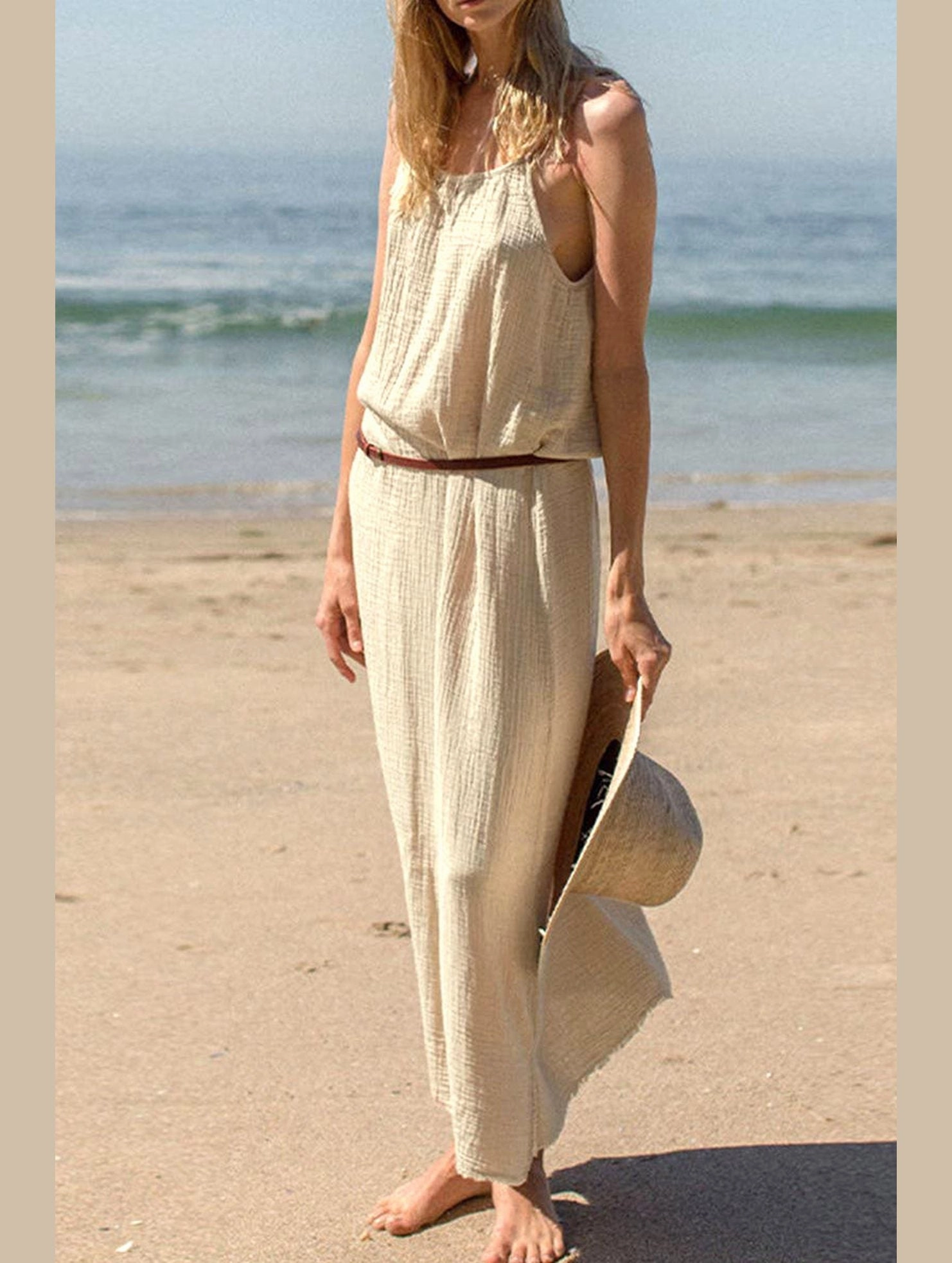 DOUBLE COTTON COTTON GAUZE LONG DRESS_CWDMD2170 Soft Layering