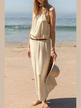 DOUBLE COTTON COTTON GAUZE LONG DRESS_CWDMD2170 Dew Glow LowProfileZipper