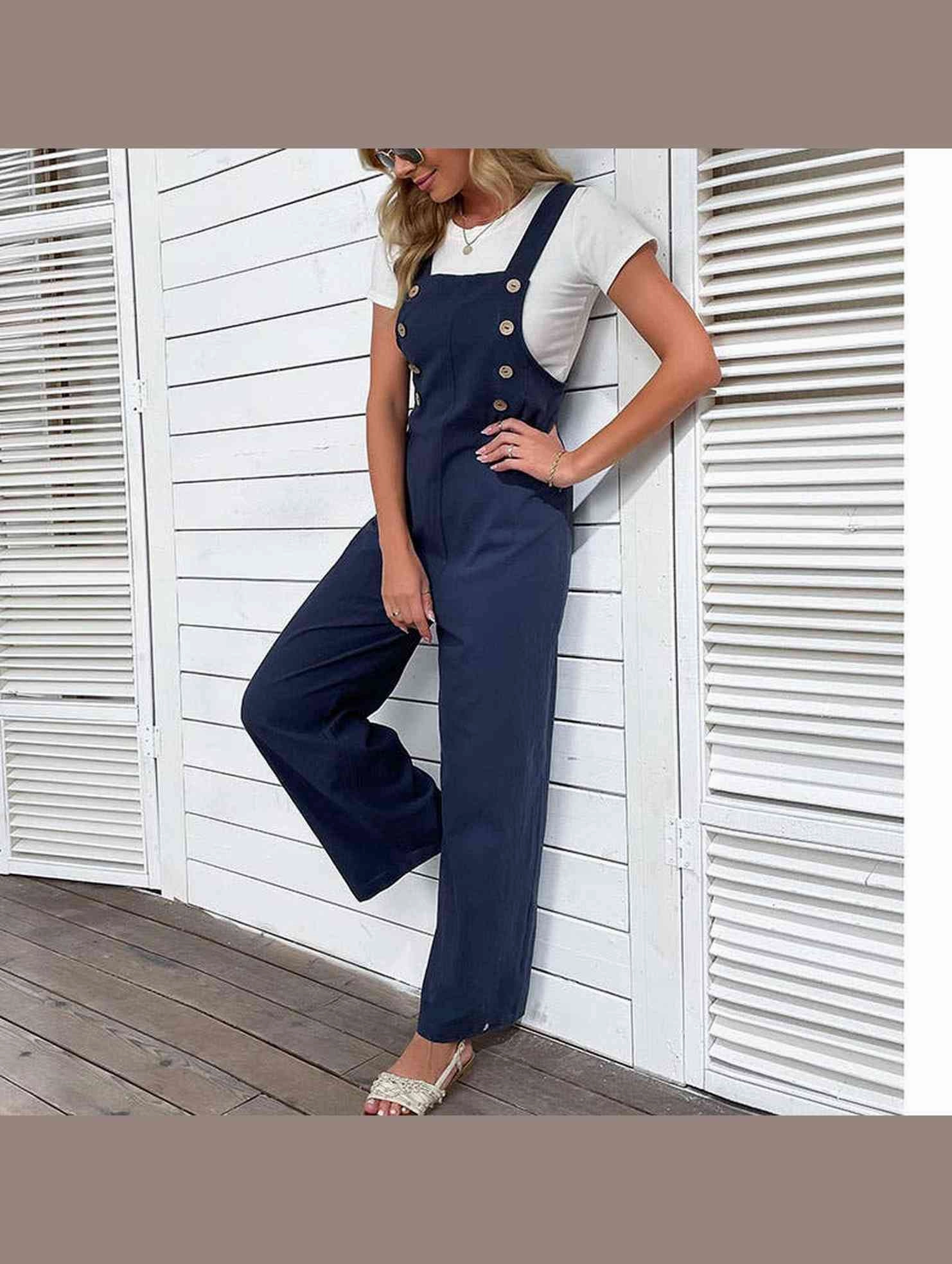 Everyday Layer Athletic Flex Wear COTTON HEMP WIDE LEG OVERALLS_CWBLP0647