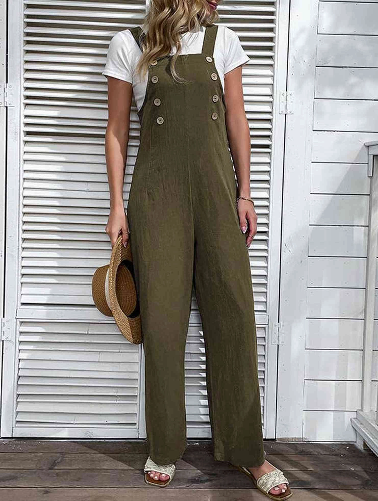 AbrasionGuardTape COTTON HEMP WIDE LEG OVERALLS_CWBLP0647