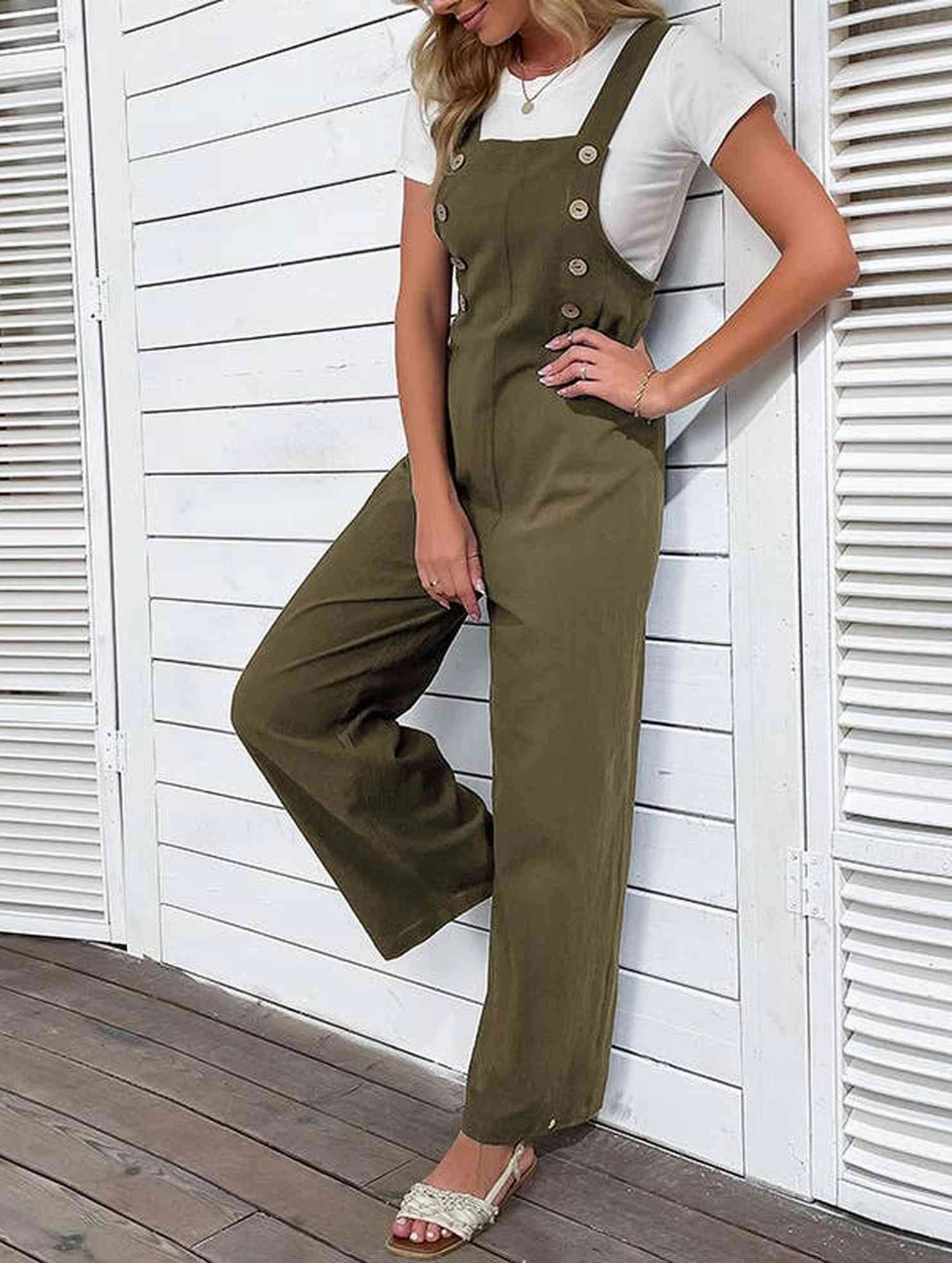 Flex Wear COTTON HEMP WIDE LEG OVERALLS_CWBLP0647