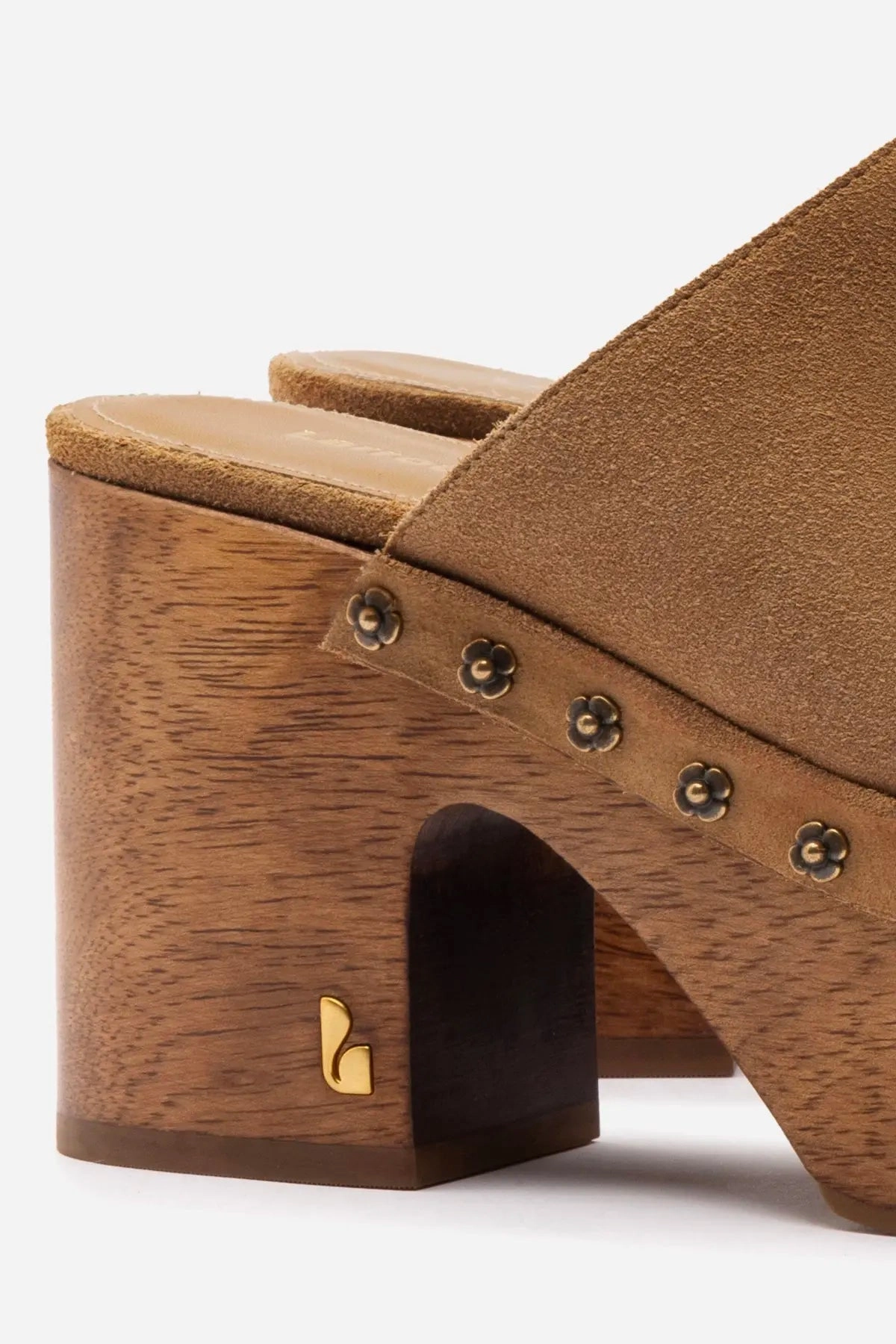 Miso Wooden Platform Clog In Peanut Suede Hero Walk