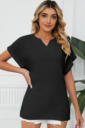 SIMPLE LOOSE FIT ROLL UP SHORT SLEEVE BLOUSE UV Protection FeatherlightConstruction