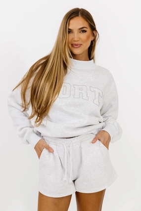 Basic Blank Sweat Shorts in Pearl Grey Laidback Style Draped Silhouette