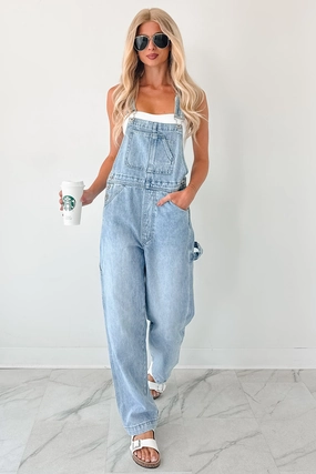 Kept It Honest Denim Jumpsuit Overalls (Capri Blue) Hypoallergenic Fiber