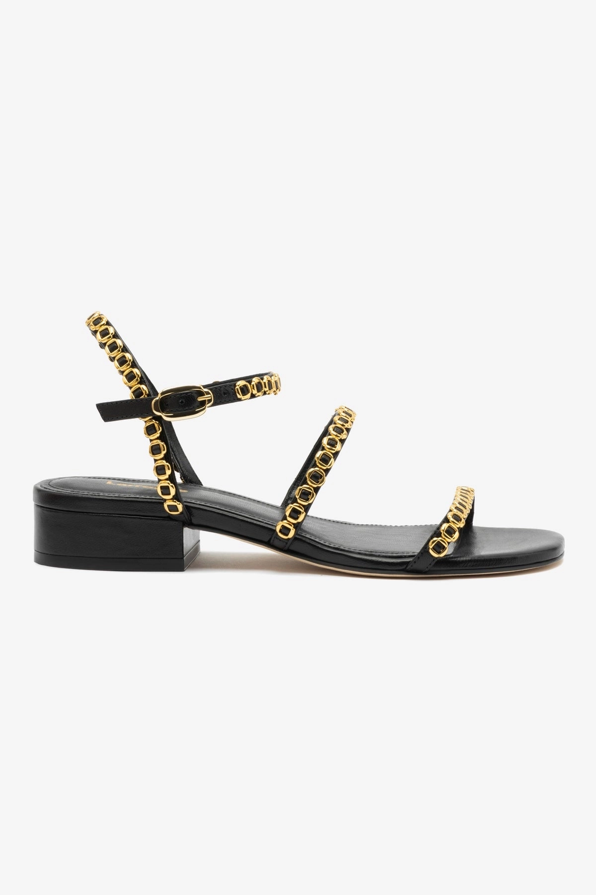 Milanina Flat Sandal In Black Leather Jungle Path Quick Fit